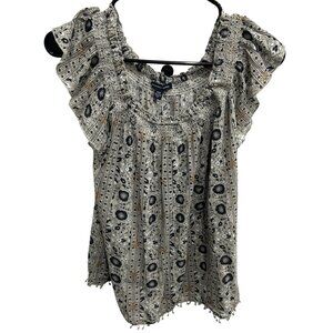 American Eagle Outfitters Womens Boho Style Smocked Top Floral Print Sz Medium